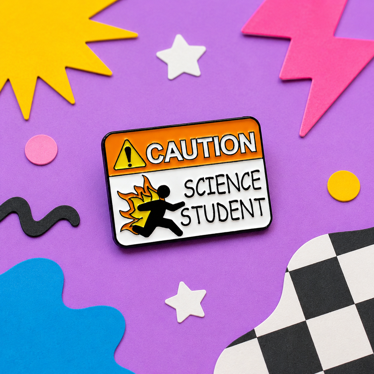 Caution Science Student Enamel Pin