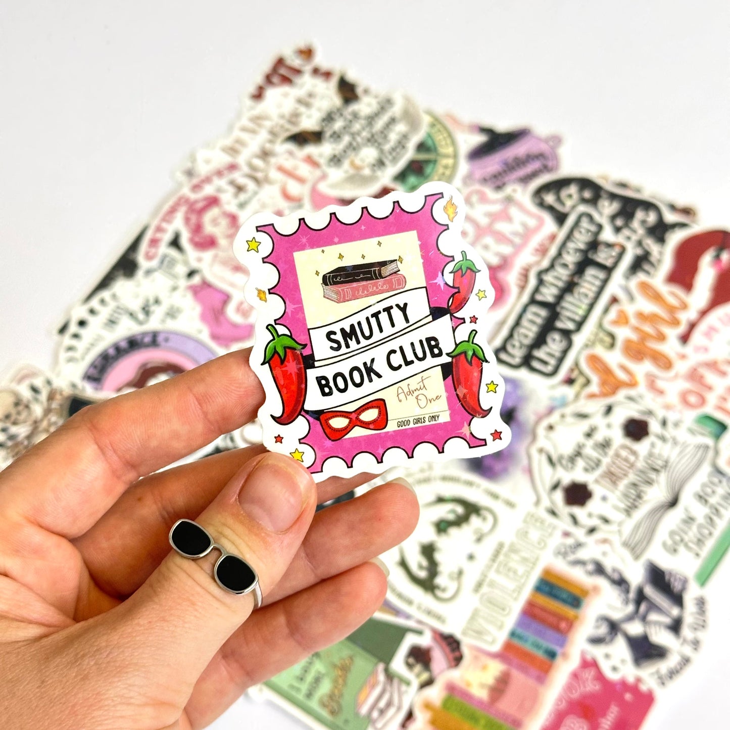 50pcs Vinyl Holographic Spicy Readers Stickers