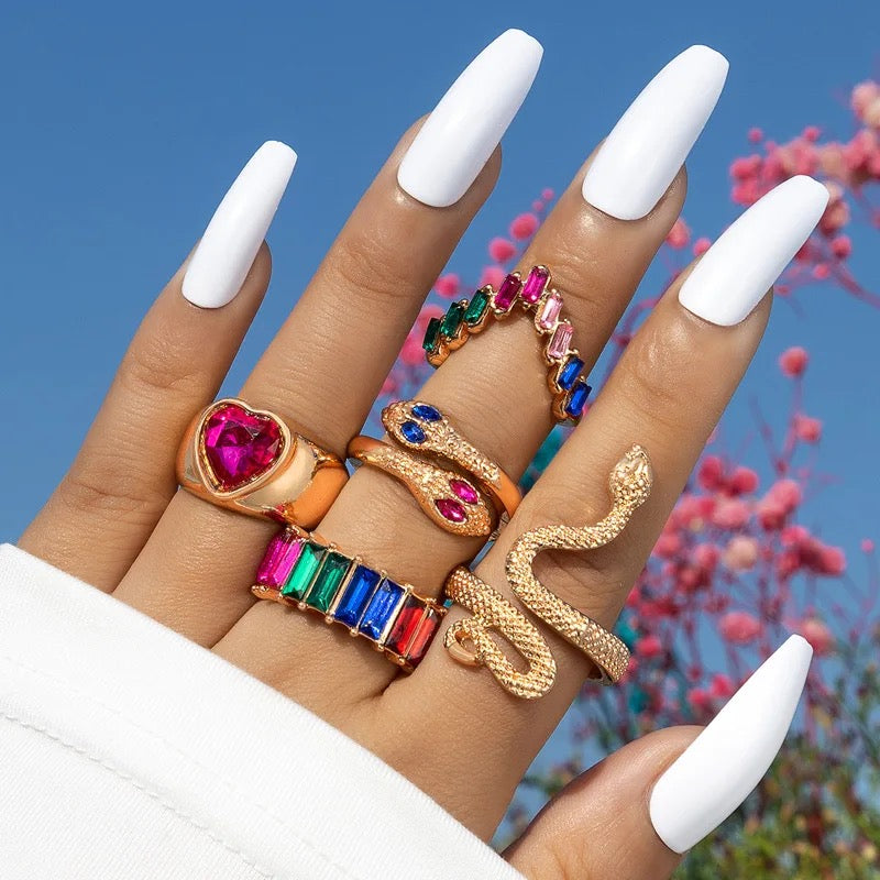 Golden snake ring set