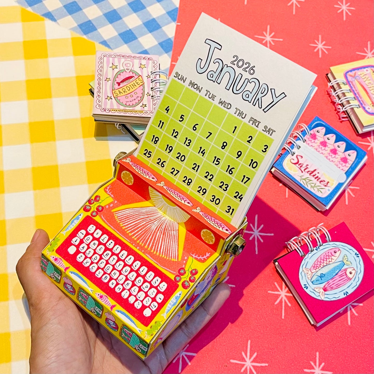 Sardines Typewriter Calendar 2026