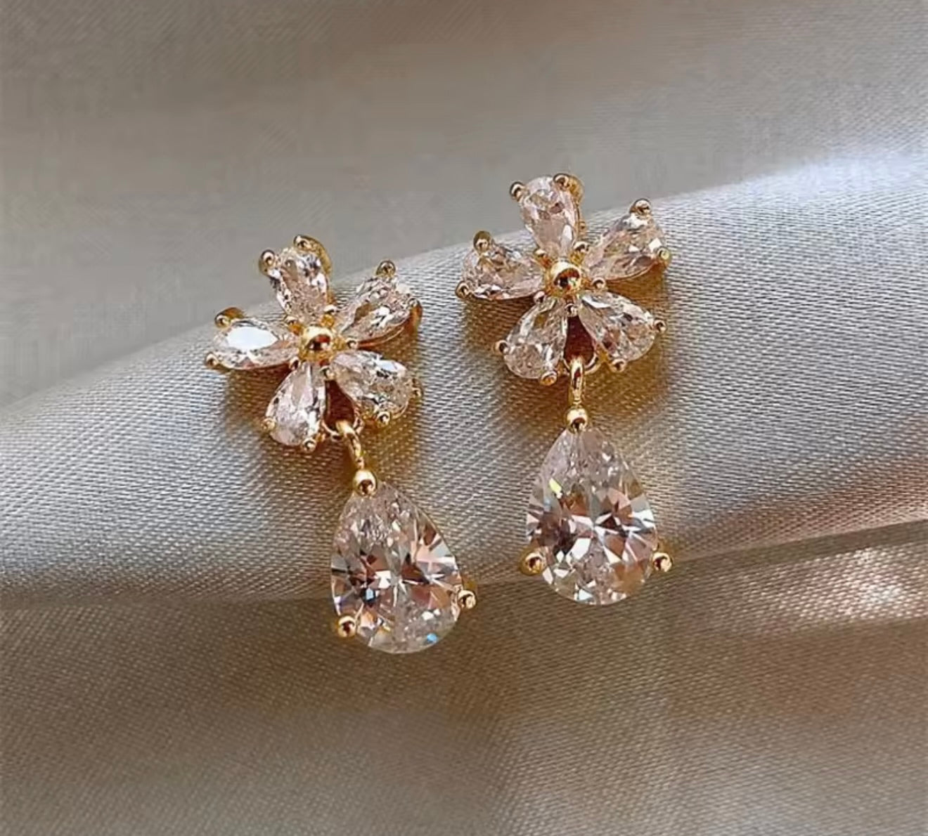 Floral crystal earrings