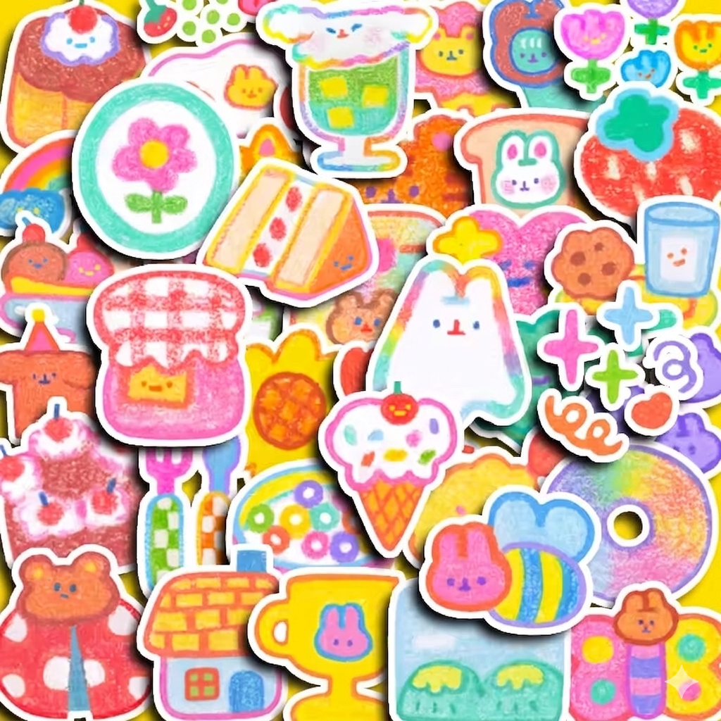 40pcs Waterproof Kawaii Journaling Stickers