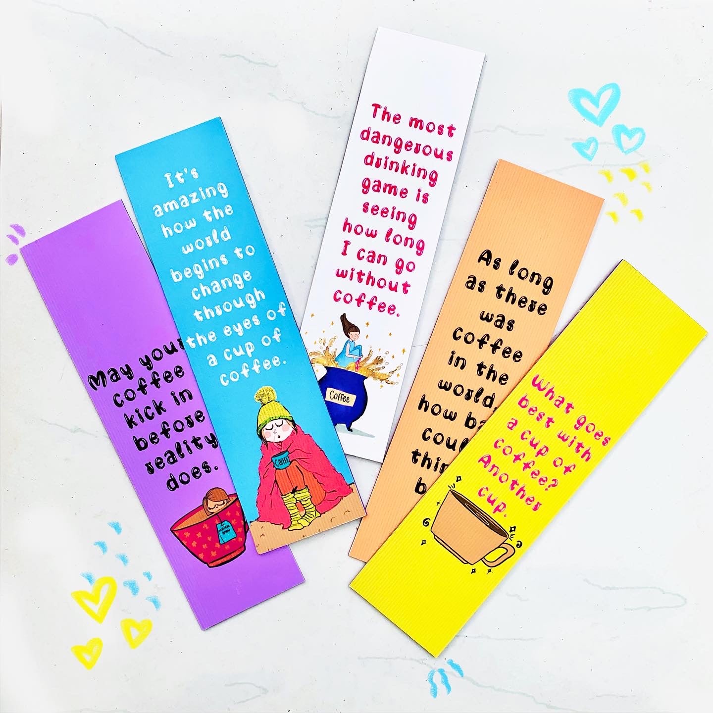 Coffee lover bookmark set of 5