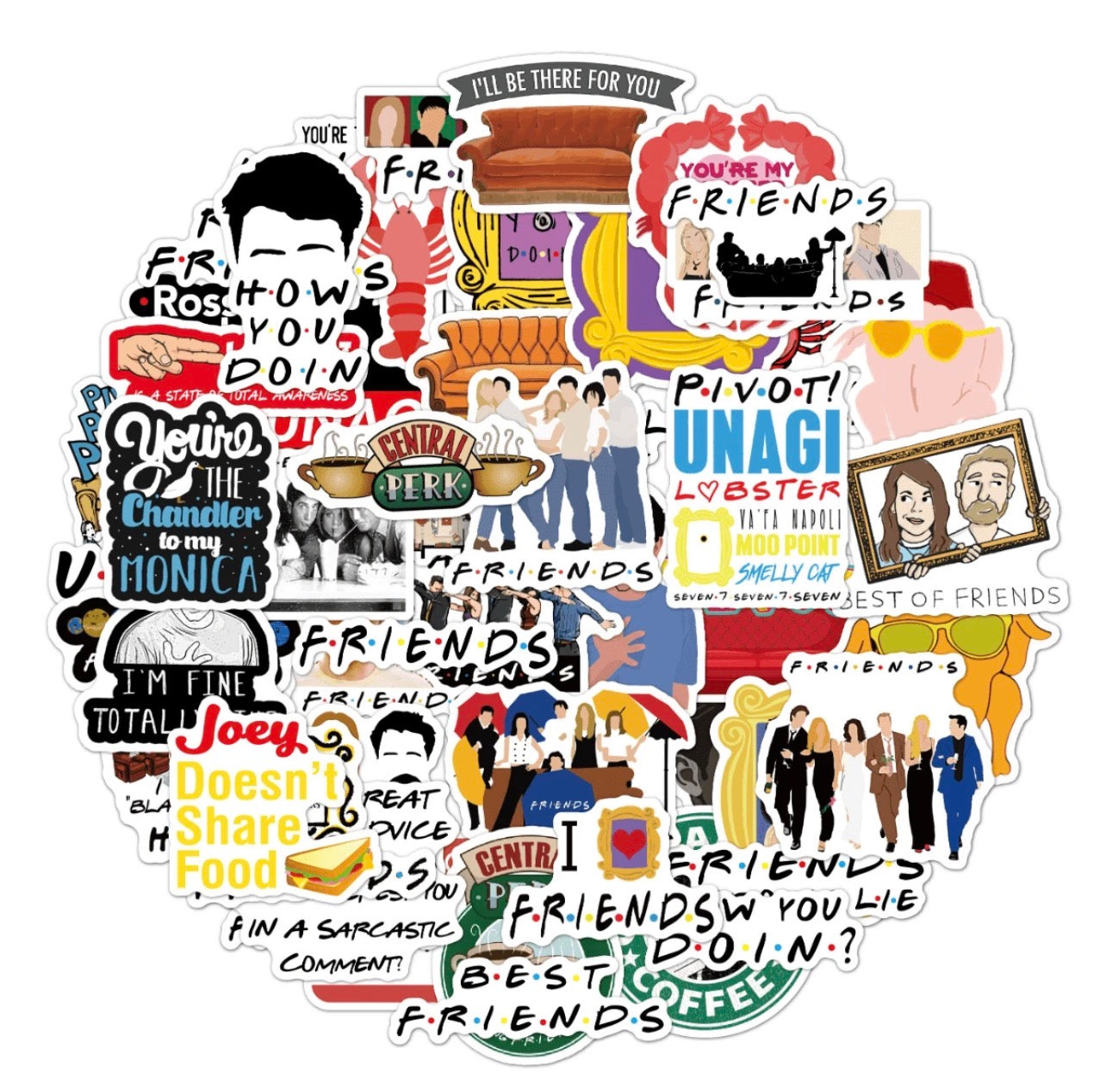 50pcs Vinyl FRIENDS Stickers