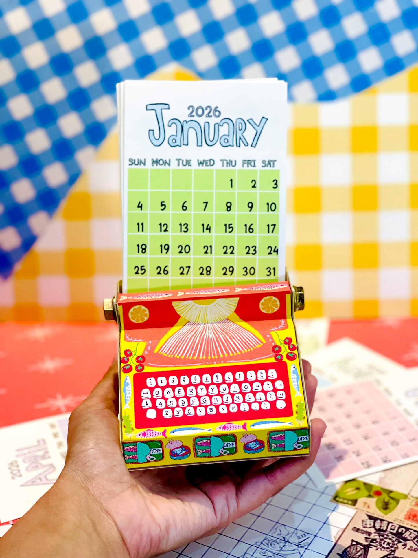 Sardines Typewriter Calendar 2026