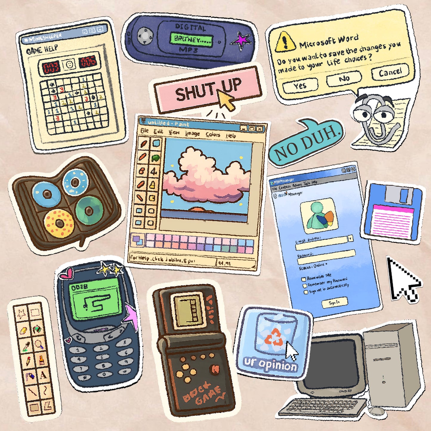 Millennial sticker pack of 15