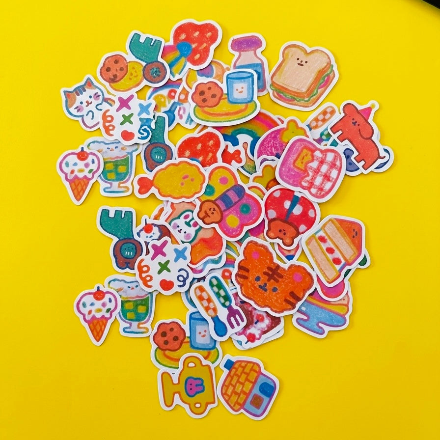 40pcs Waterproof Kawaii Journaling Stickers