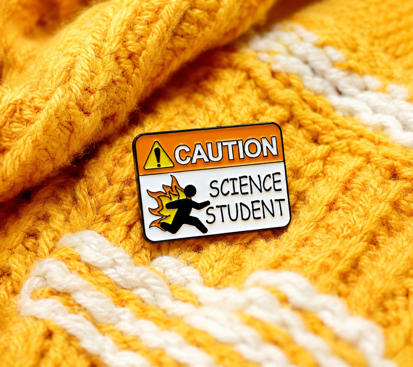 Caution Science Student Enamel Pin