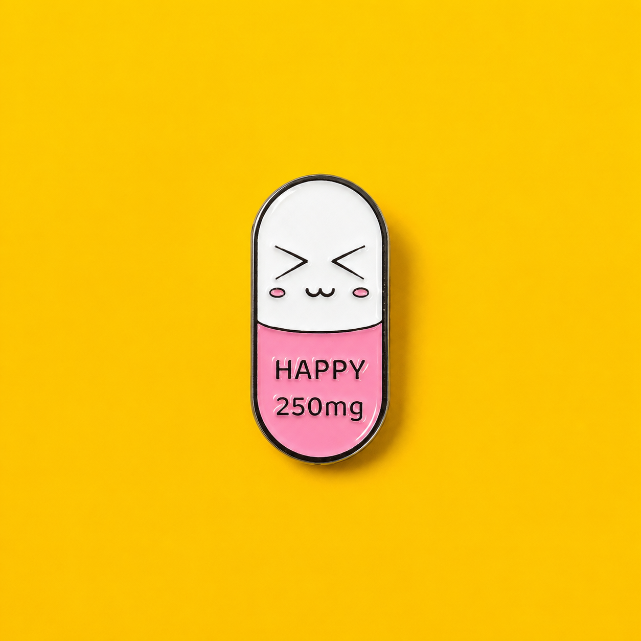 Happy 250mg Pill Capsule Enamel Pin