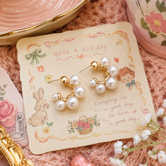 Quirky Pearl Golden Hoops