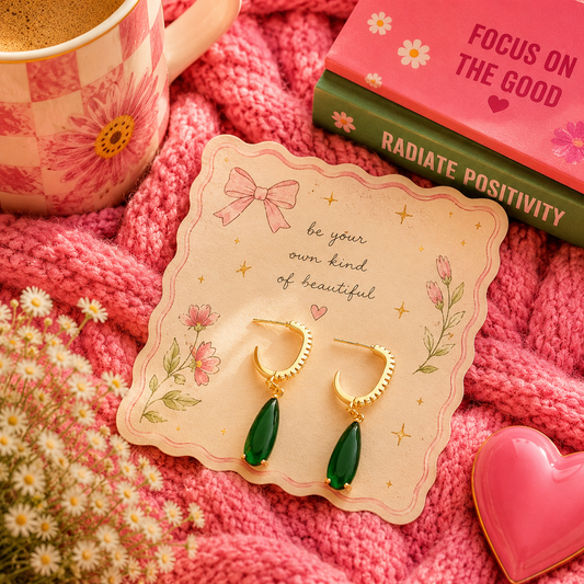 Bottle green drop earrings