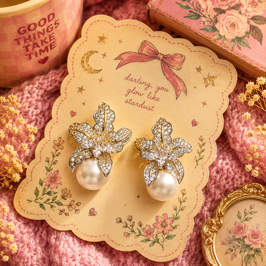 Silver floral pear drop