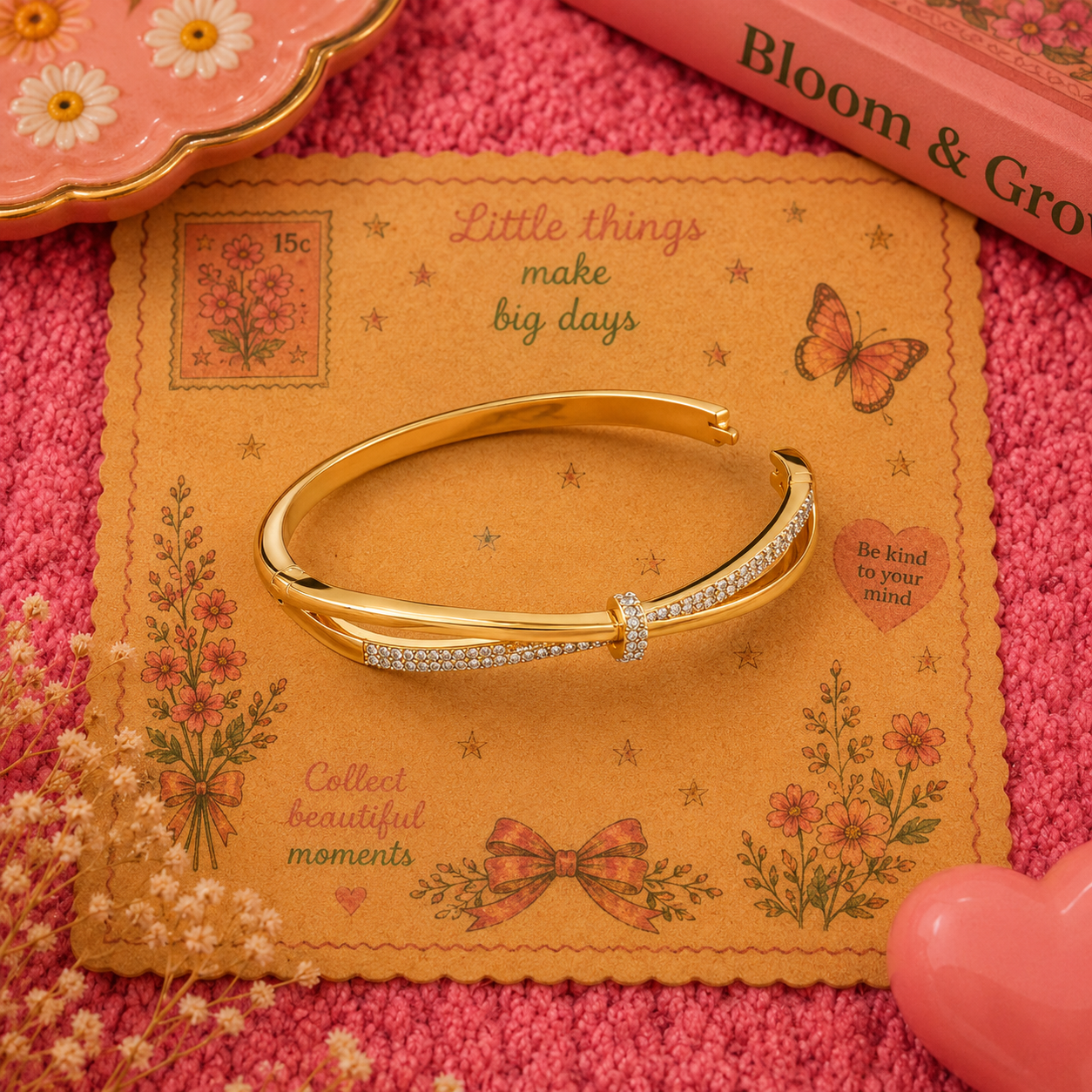 Golden entangled bracelet