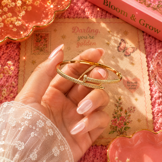 Golden nail bracelet