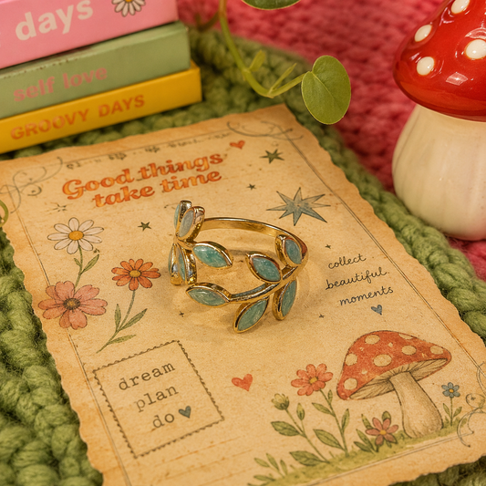 Blue leaves ring