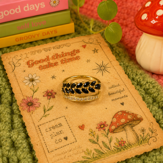 Black crystals ring