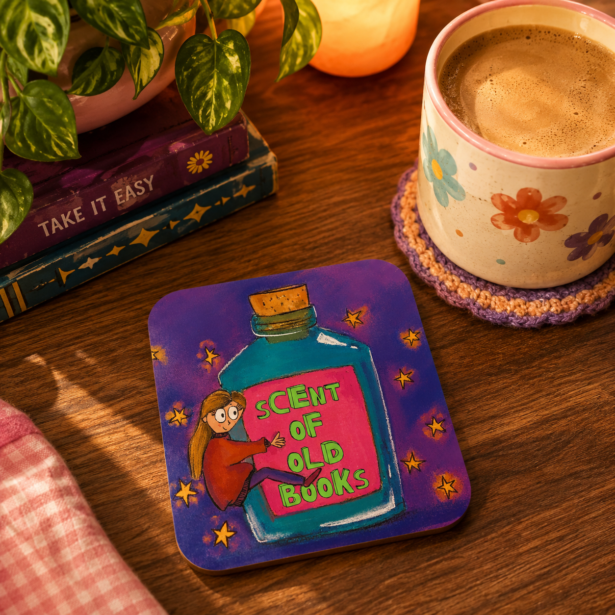Scent of old book Tea Coaster
