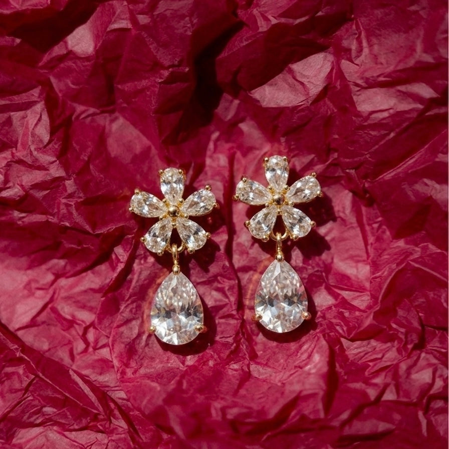 Floral crystal earrings