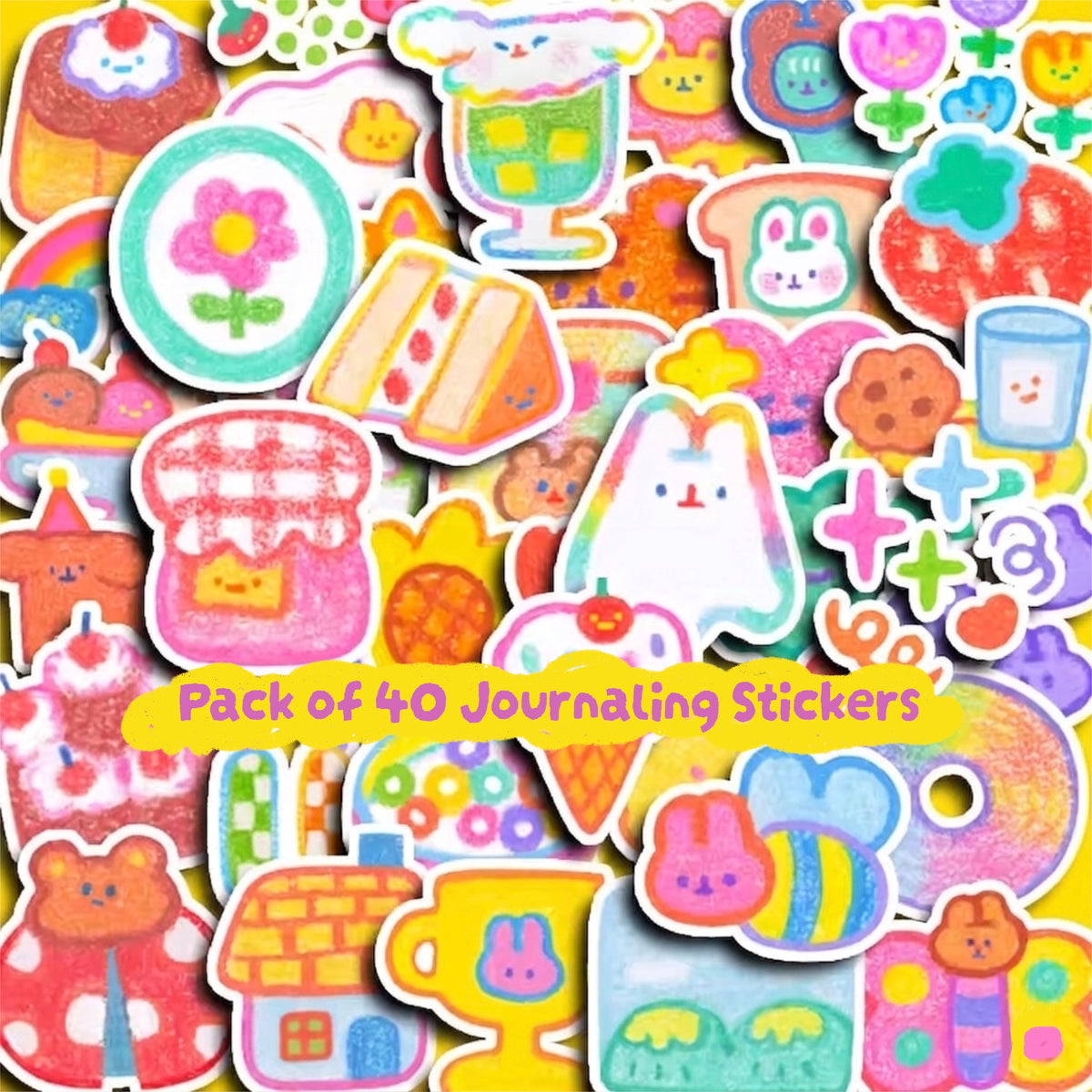 40pcs Waterproof Kawaii Journaling Stickers