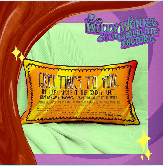 Wonka Golden ticket Cushion