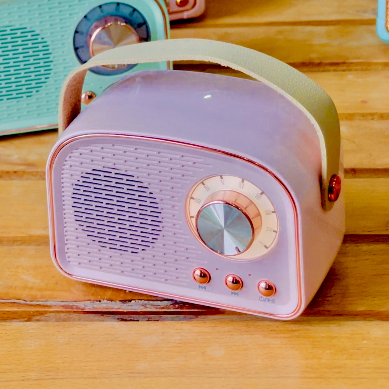 Retro Pink green bt speaker