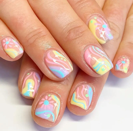 Swirly floral Press on nails