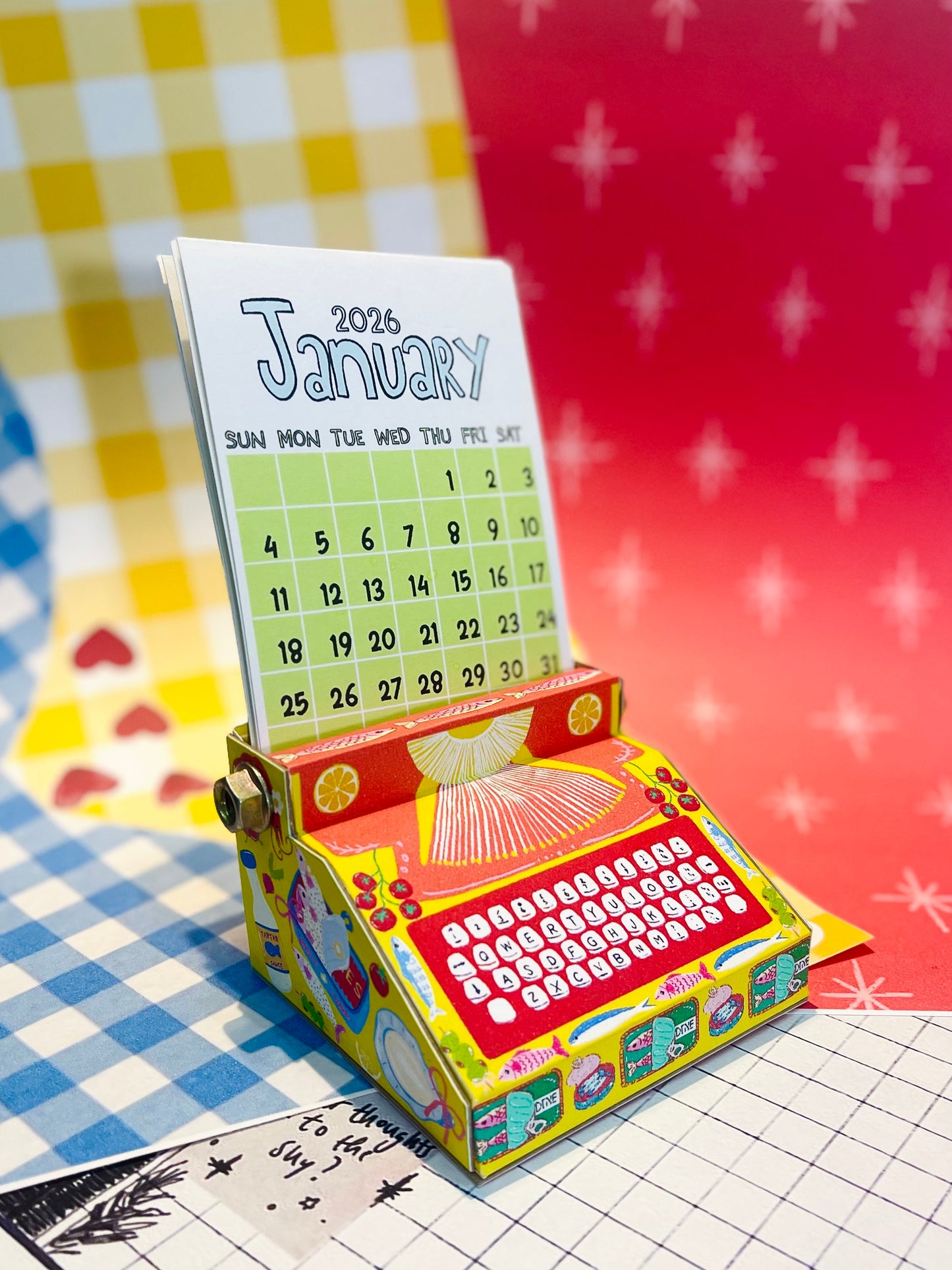 Sardines Typewriter Calendar 2026