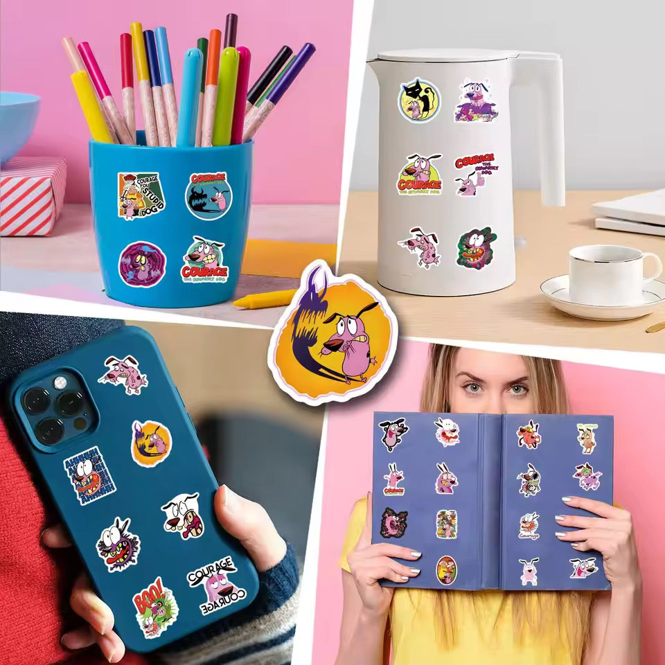50pcs Waterproof Courage the Cowardly Dog Stickers