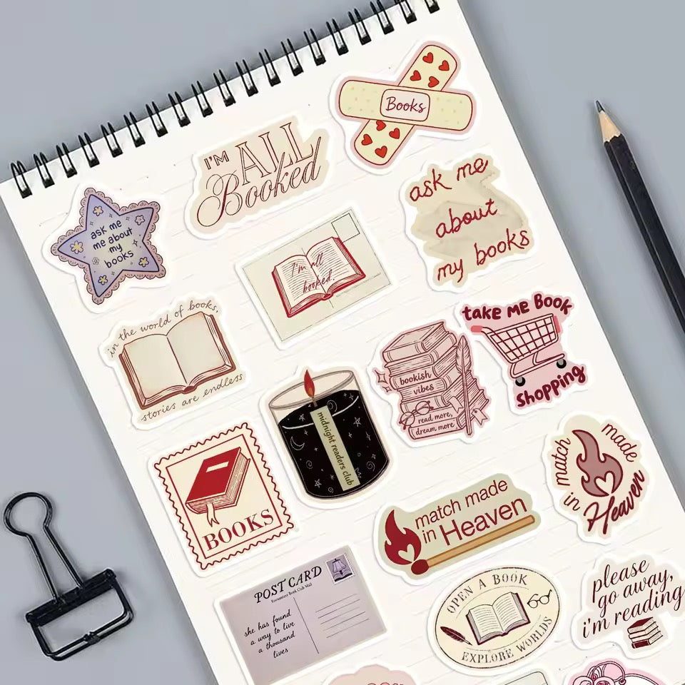 50pcs Waterproof Bookish Love Stickers