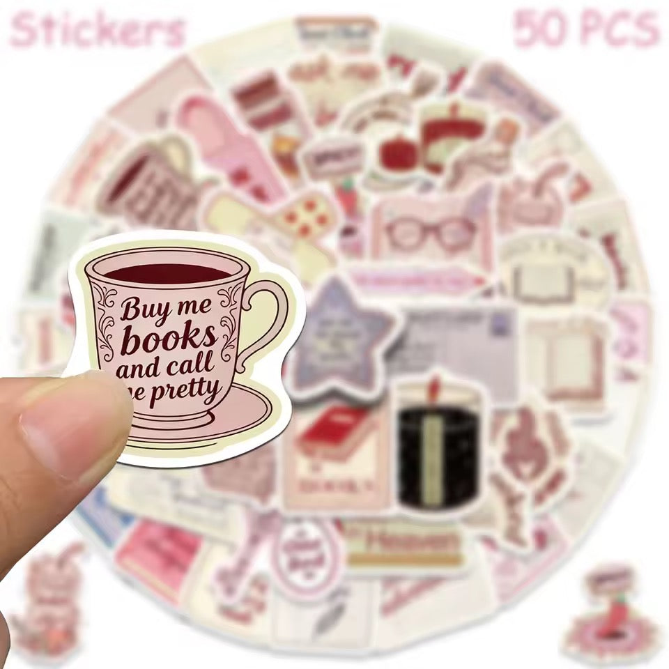 50pcs Waterproof Bookish Love Stickers