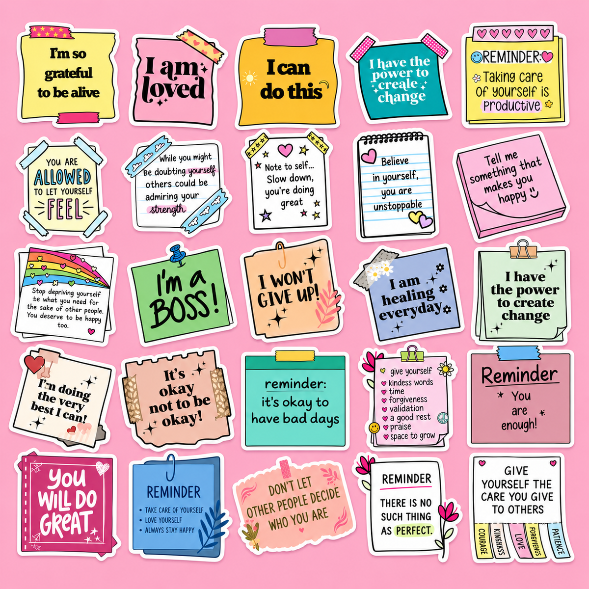 50pcs Waterproof Affirmation Stickers