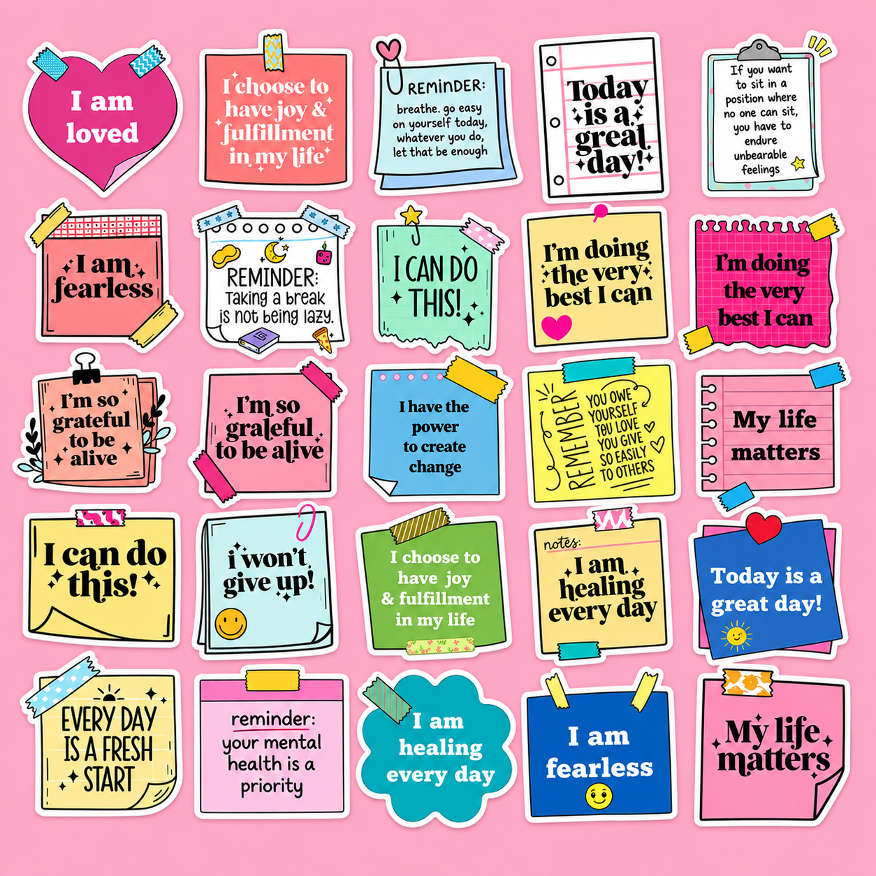 50pcs Waterproof Affirmation Stickers