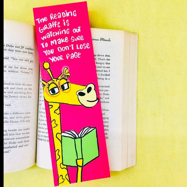 Reading giraffe bookmark